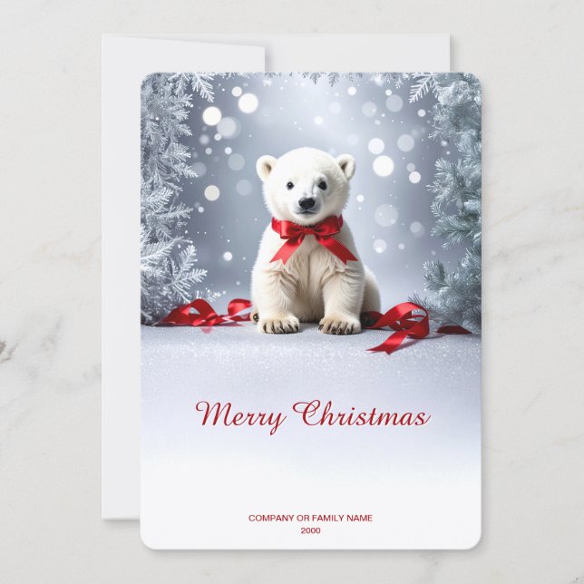 Polar Bear Christmas Holiday Card Feiertagskarte (Vorderseite)
