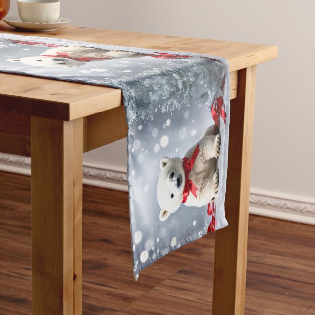 Polar Bear Christmas Holiday Table Runner Mittelgroßer Tischläufer (Beispiel)