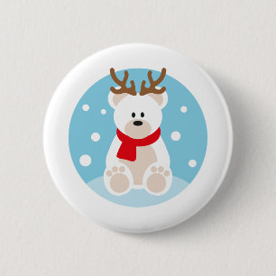 Polar Bear Christmas Rentier Weihnachten Wintersch Button