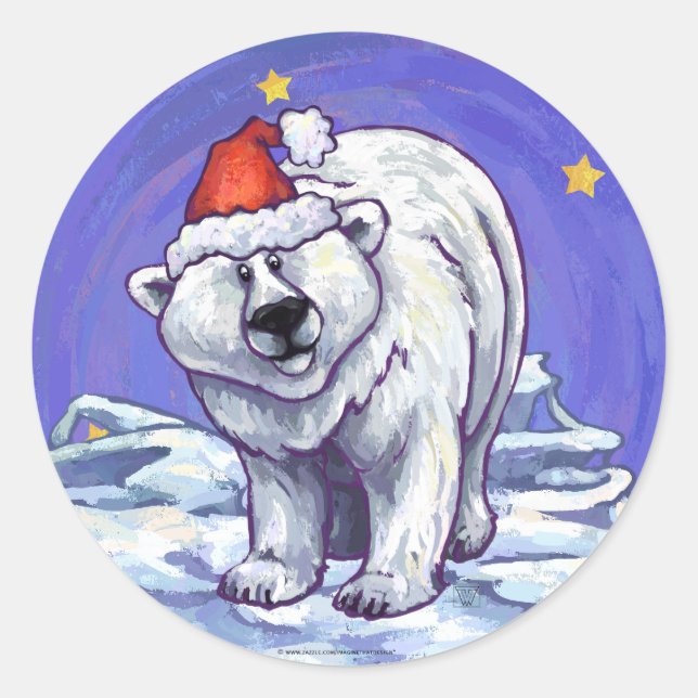 Polar Bear Christmas Runder Aufkleber (Vorderseite)