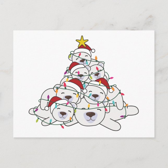Polar Bear Christmas Tree Funny Animal Christmas P Postkarte (Vorderseite)