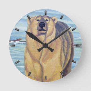 Polar Bear Clock Bären Art Wall Uhren Bärendekor