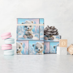 Polar Bear Cub Herz Geschenkpapier