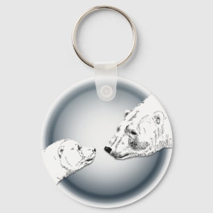 Polar Bear & Cub Key Chain Bear Art Schlüsselanhän Schlüsselanhänger