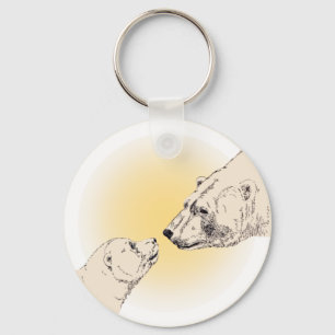 Polar Bear & Cub Key Chain Bear Art Schlüsselanhän Schlüsselanhänger