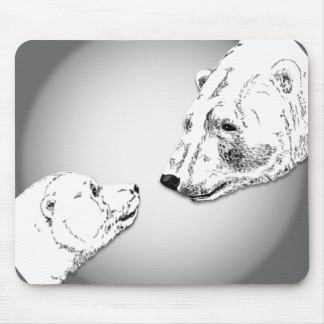 Polar Bear & Cub Mousepad Bären Art Mousepad (Vorne)