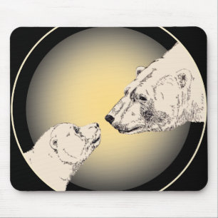 Polar Bear & Cub Mousepad Wildlife Art Mousepad