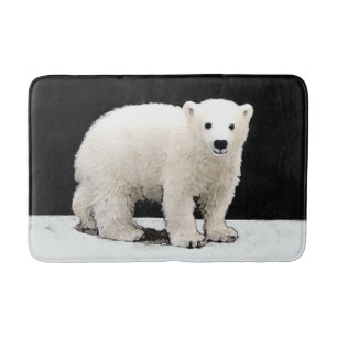 Polar Bear Cub Painting - Original Wildlife Art Badematte