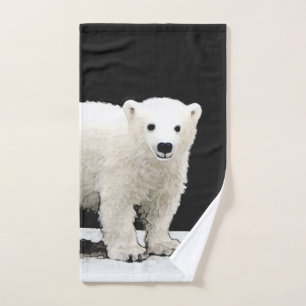 Polar Bear Cub Painting - Original Wildlife Art Badhandtuch Set