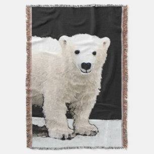 Polar Bear Cub Painting - Original Wildlife Art Decke