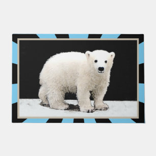 Polar Bear Cub Painting - Original Wildlife Art Fußmatte