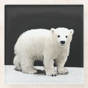 Polar Bear Cub Painting - Original Wildlife Art Glasuntersetzer