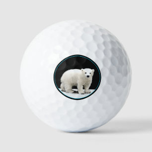 Polar Bear Cub Painting - Original Wildlife Art Golfball