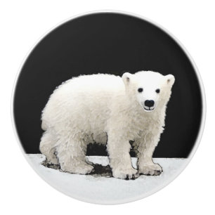 Polar Bear Cub Painting - Original Wildlife Art Keramikknauf