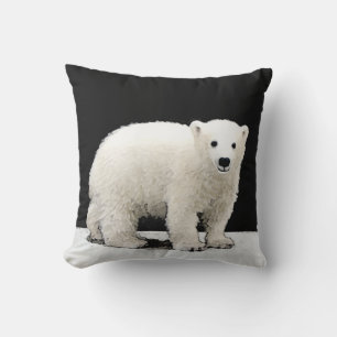 Polar Bear Cub Painting - Original Wildlife Art Kissen