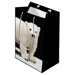 Polar Bear Cub Painting - Original Wildlife Art Mittlere Geschenktüte
