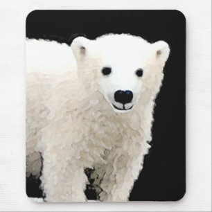 Polar Bear Cub Painting - Original Wildlife Art Mousepad