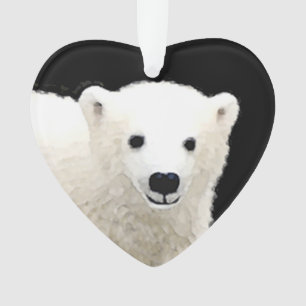 Polar Bear Cub Painting - Original Wildlife Art Ornament