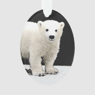Polar Bear Cub Painting - Original Wildlife Art Ornament