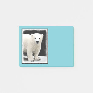 Polar Bear Cub Painting - Original Wildlife Art Post-it Klebezettel