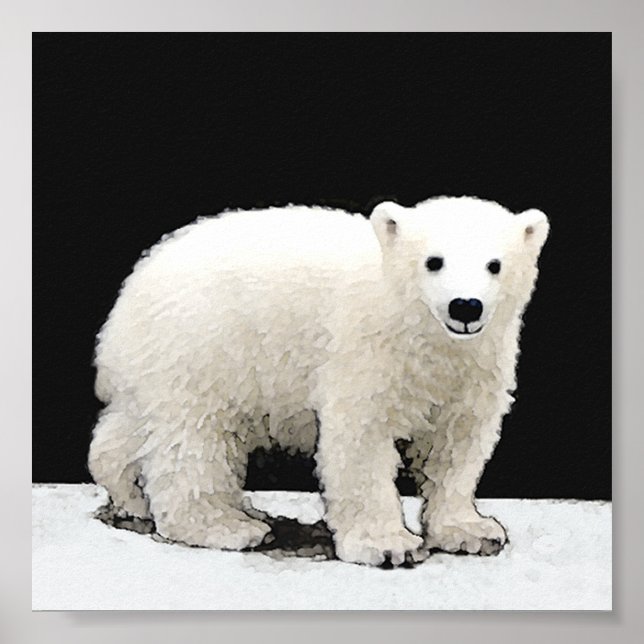 Polar Bear Cub Painting - Original Wildlife Art Poster (Vorne)