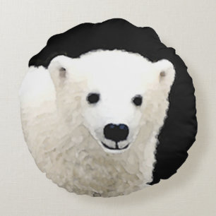 Polar Bear Cub Painting - Original Wildlife Art Rundes Kissen