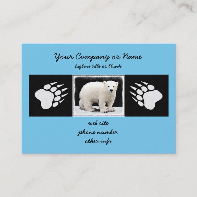 Polar Bear Cub Painting - Original Wildlife Art Visitenkarte (Vorderseite)