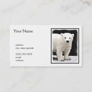 Polar Bear Cub Painting - Original Wildlife Art Visitenkarte