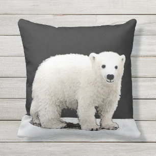 Polar Bear Cub Painting - Original Wildlife Kissen
