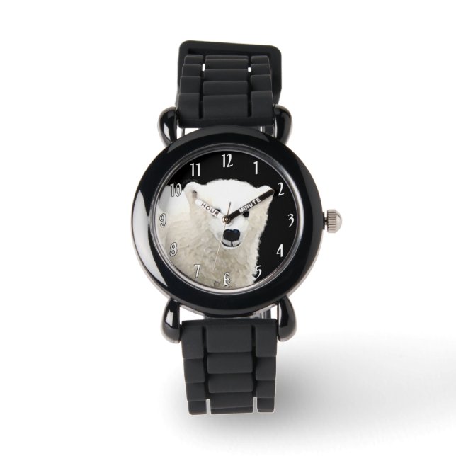 Polar Bear Cub Painting - Ursprüngliche Kunst, Dic Armbanduhr (Vorderseite)