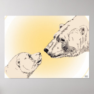 Polar Bear & Cub Poster Wildlife Wohngestaltung