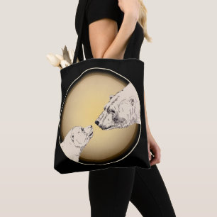 Polar Bear & Cub Tote Bag Bear Art Shopping Bag Tasche