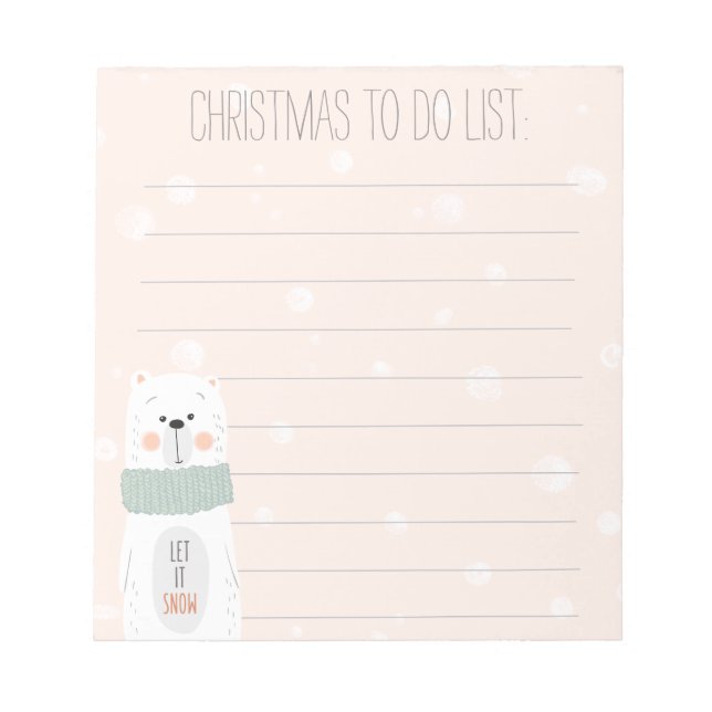 Polar bear - Cute Christmas To Do List Notepad Notizblock (Vorderseite)