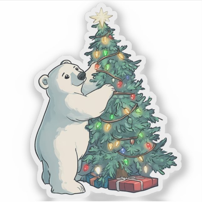 Polar Bear Decoration eines Weihnachtsbaumes Aufkleber (Vorderseite)