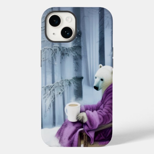 Polar Bear Drink Coffee Case-Mate iPhone 14 Hülle (Rückseite)