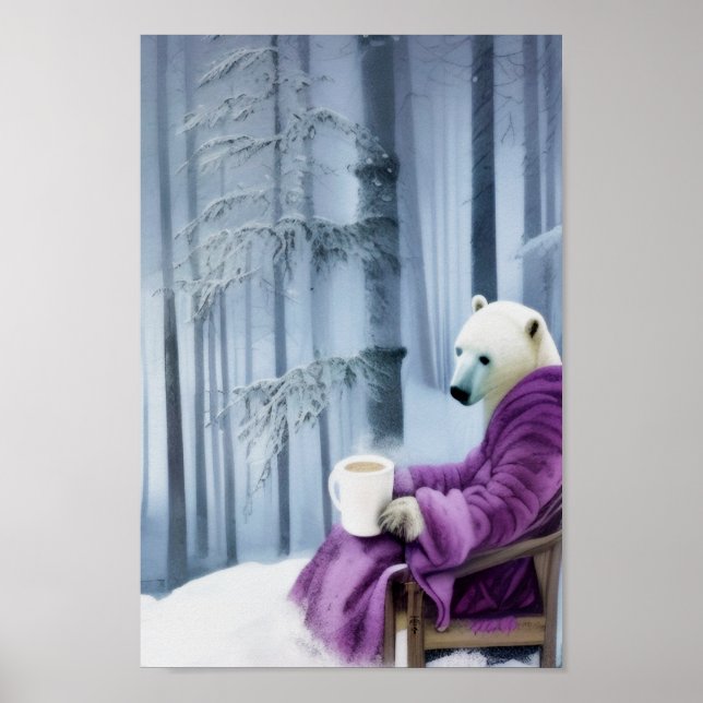 Polar Bear Drink Coffee Poster (Vorne)