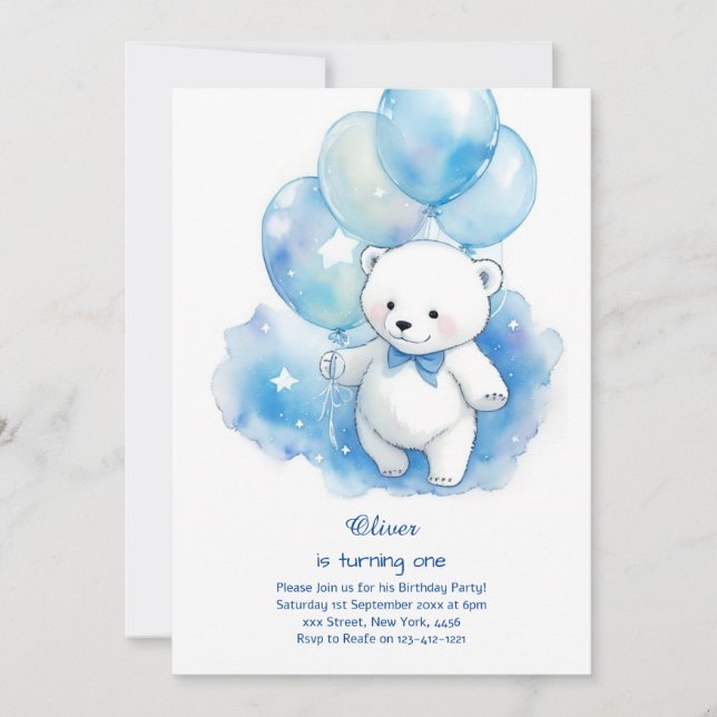 Polar Bear Erstgeburt Einladung (Vorderseite)