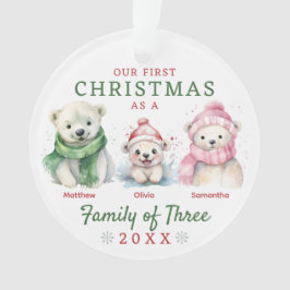 Polar Bear Familie von drei ersten Weihnachten Ornament