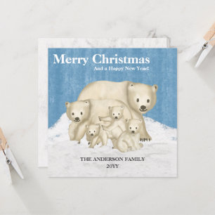 Polar Bear Familie von fünf frohen Weihnachten