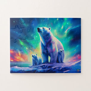 Polar Bear Family in der Aurora