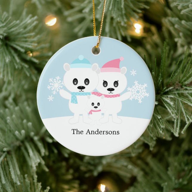Polar Bear Family Ornaments Keramikornament (Baum)