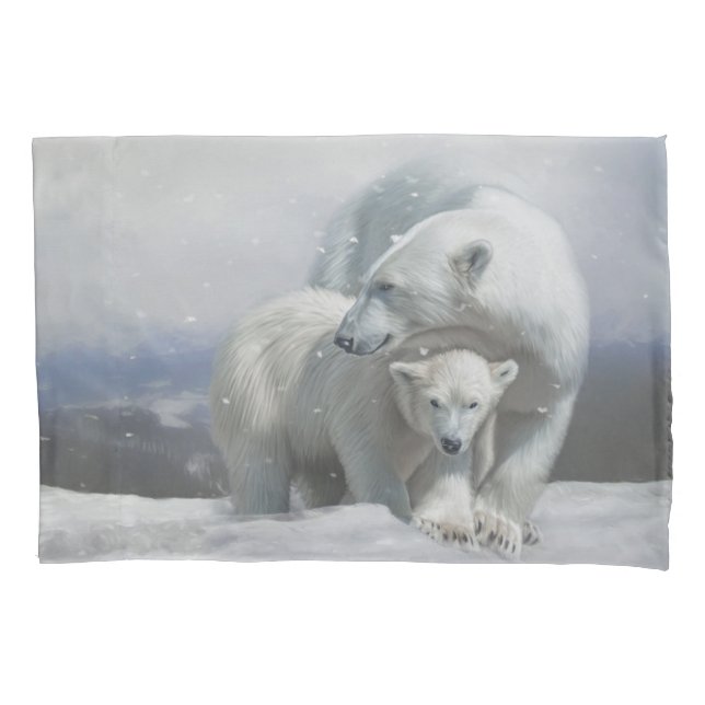 Polar Bear Family Pillowcase Kissenbezug (Vorderseite)