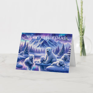 Polar Bear Family Snowy Scene Painting