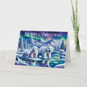 Polar Bear Family Snowy Scene Painting