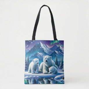 Polar Bear Family Snowy Scene Painting Tasche