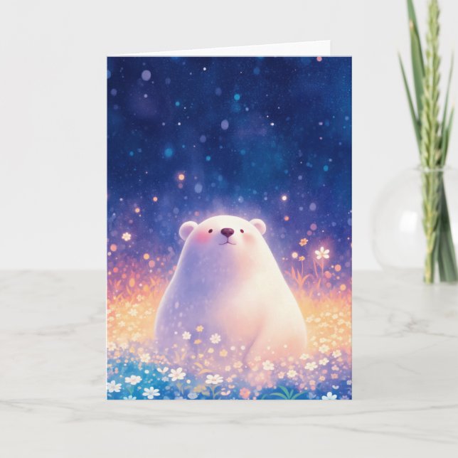 Polar Bear Floral World Karte (Vorderseite)
