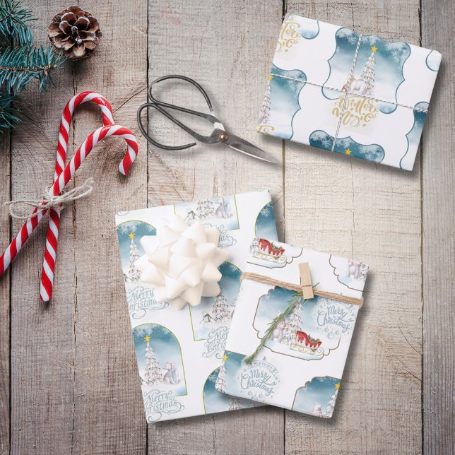 Polar Bear Frohe Weihnachtswrapping Sheets Geschenkpapier Set (Von Creator hochgeladen)