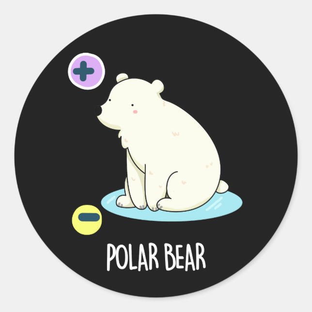 Polar Bear Funny Science Pub Dark BG Runder Aufkleber (Vorderseite)