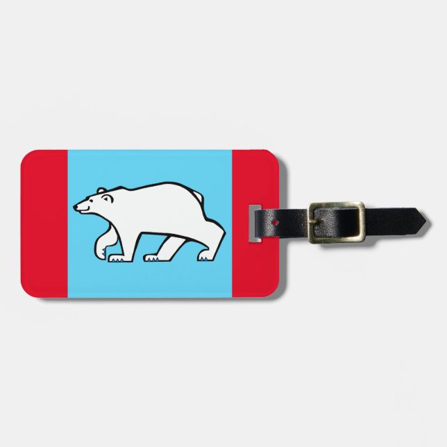 POLAR BEAR - gefährdetes Tier Arktis - rot & blau Gepäckanhänger (Vorderseite horizontal)