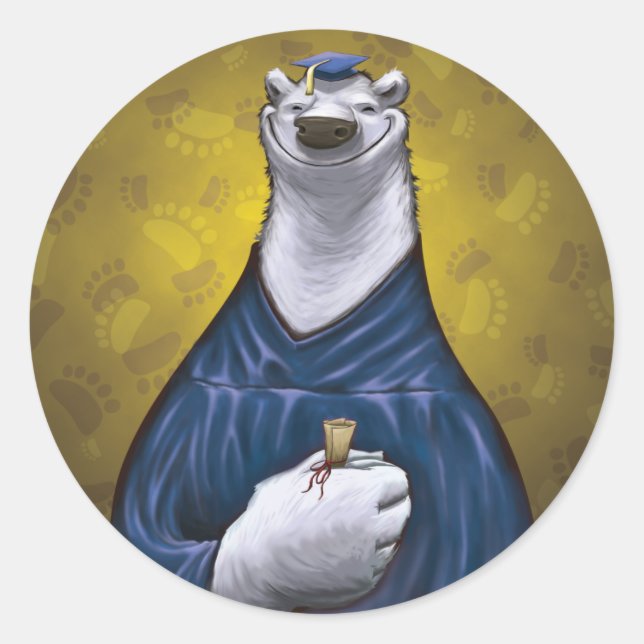 Polar Bear Graduate Sticker Blue (Vorderseite)